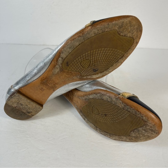 ❤️ AGL Metallic Silver Flats with Black and Gold Accents - Picture 6 of 10